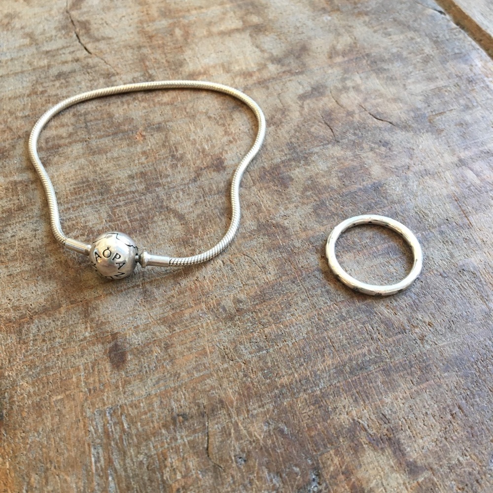 Pandora bundle: moments mesh bracelet and band ring